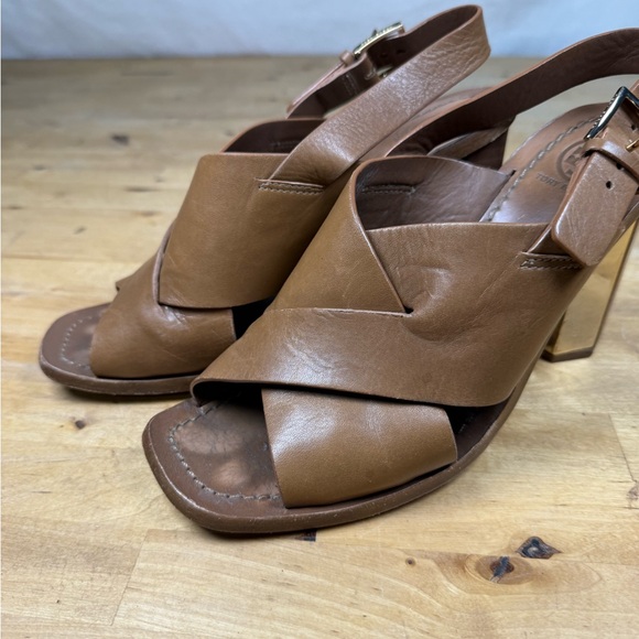Tory Burch Bleecker slingback sandal hexagonal heel metallic accent size 7.5 - Picture 4 of 15